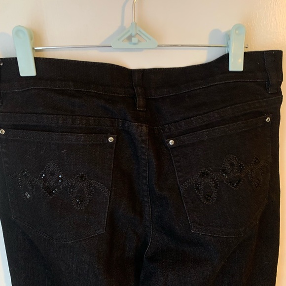 WHBM black sleek boot cut mid rise jeans. Size 10 - Picture 6 of 9